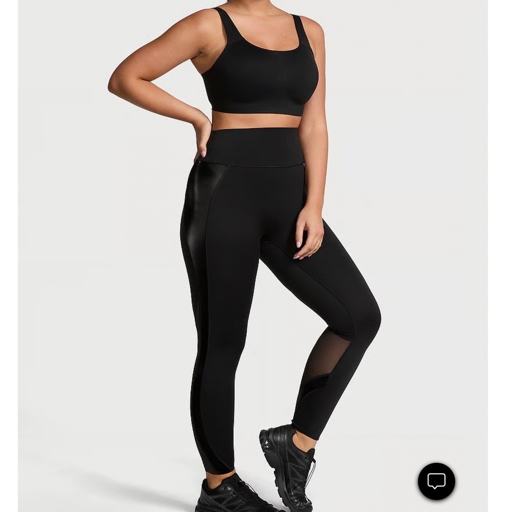 VSX Victoria's Secret Women's Activate Pieced Liquid Legging Black Mesh Size M